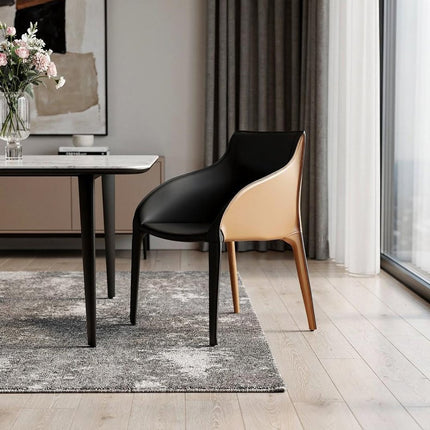 Black and Brown Faux Leather Dining Arm Chair