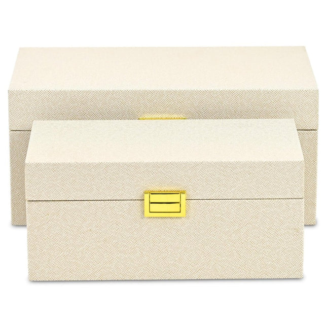 Set of Two Gold Wood Hand Painted Decorative Box