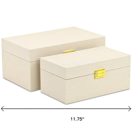 Set of Two Gold Wood Hand Painted Decorative Box HomeRoots