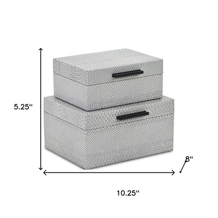 Set of Two Gray Wood Hand Painted Decorative Box HomeRoots