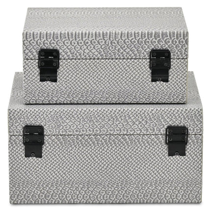 Set of Two Gray Wood Hand Painted Decorative Box HomeRoots