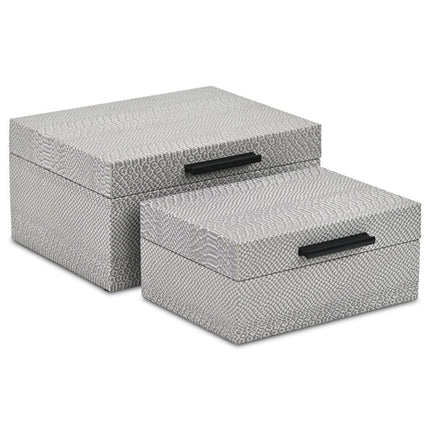 Set of Two Gray Wood Hand Painted Decorative Box HomeRoots