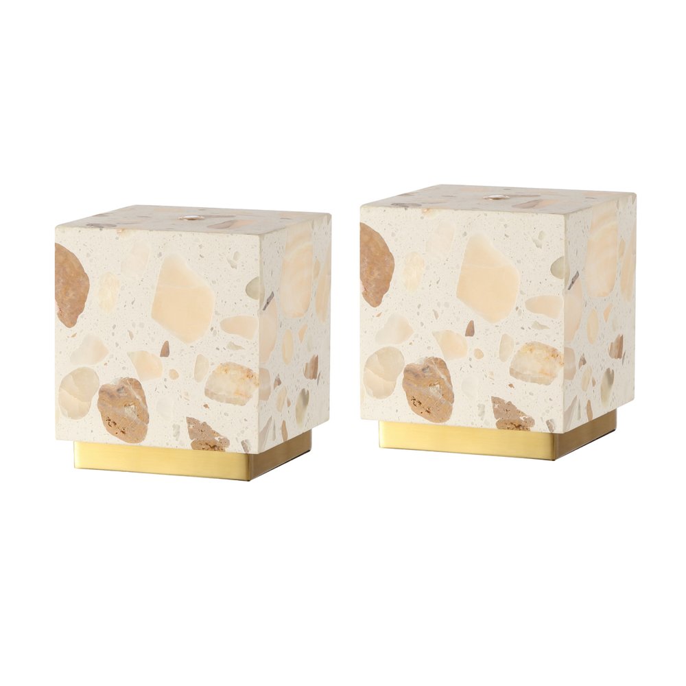 Set of Two 5" Gold Square USB Table Lamps LED With Square Shades