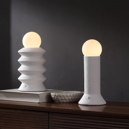 Set of Two 13" Clear Geometric Table Lamps With Globe Shades HomeRoots