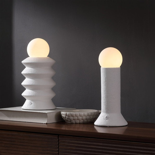 Set of Two 13" Clear Geometric Table Lamps With Globe Shades HomeRoots