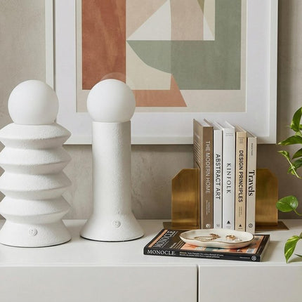 Set of Two 13" Clear Geometric Table Lamps With Globe Shades