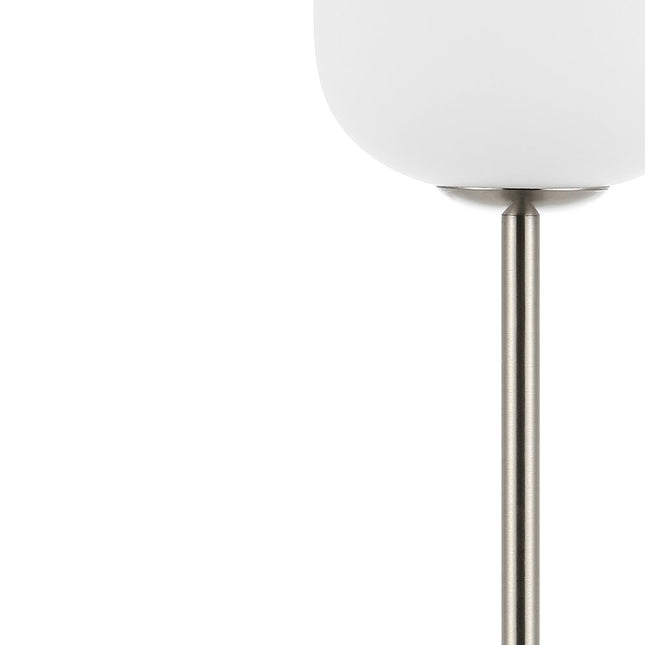 12" Nickel Novelty USB Table Lamp With Globe Shade HomeRoots