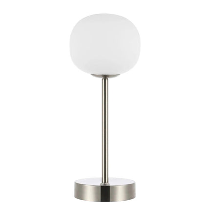 12" Nickel Novelty USB Table Lamp With Globe Shade HomeRoots