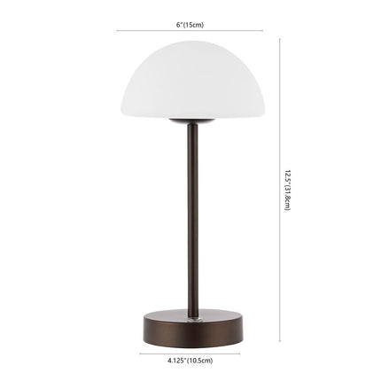 13" Antiqued Bronze USB Table Lamp With Dome Shade