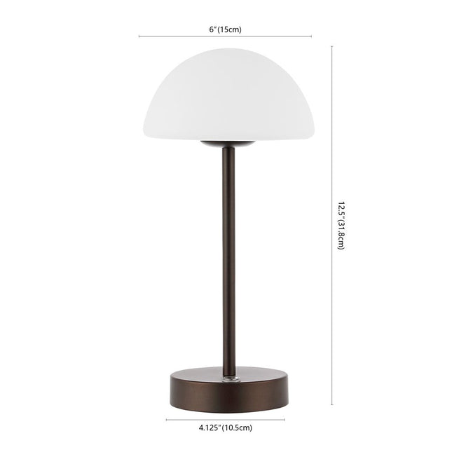 13" Antiqued Bronze USB Table Lamp With Dome Shade HomeRoots