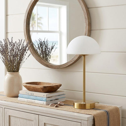 13" Gold USB Table Lamp With Dome Shade HomeRoots