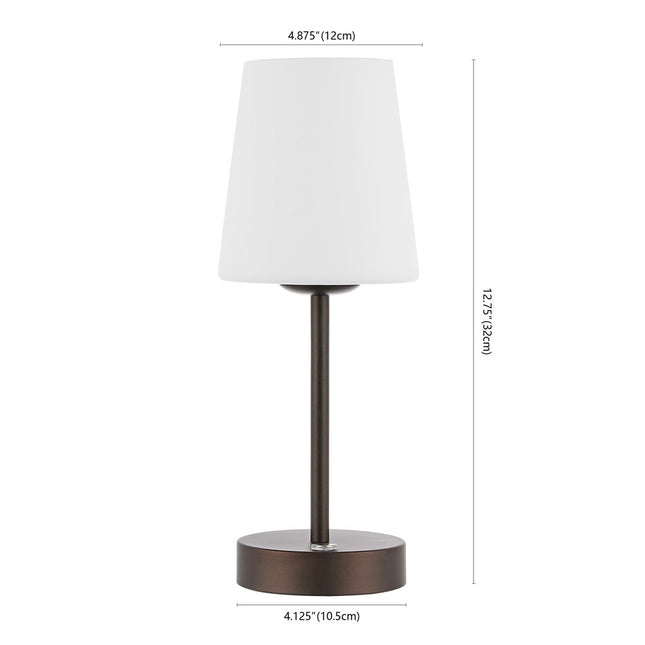 13" Antiqued Bronze USB Table Lamp With Empire Shade HomeRoots