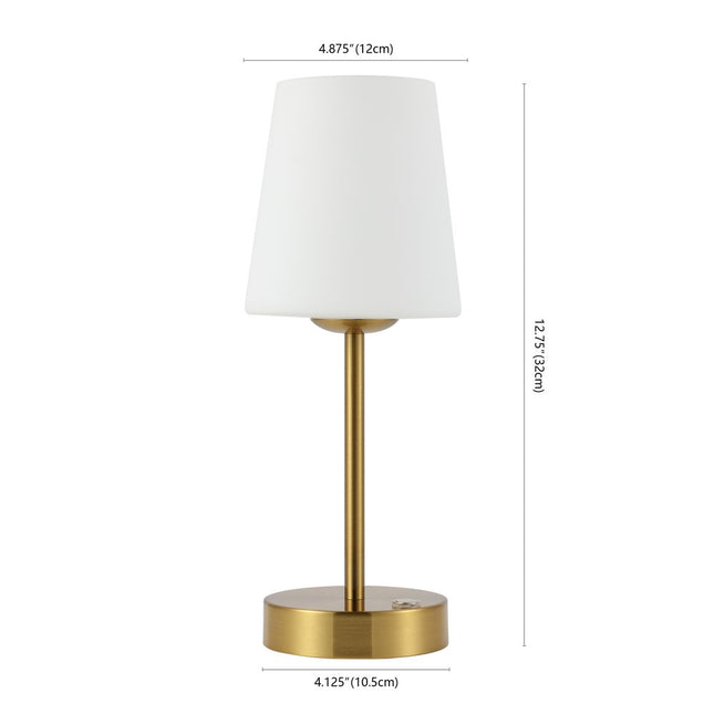 13" Gold USB Table Lamp With Empire Shade HomeRoots