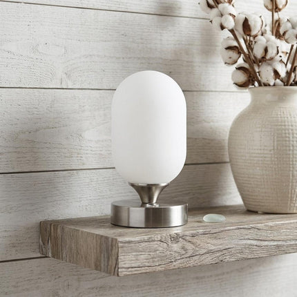 8" Nickel Novelty USB Table Lamp HomeRoots