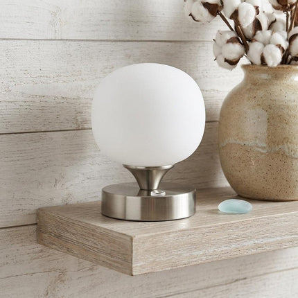 6" Nickel Novelty USB Table Lamp With Globe Shade HomeRoots