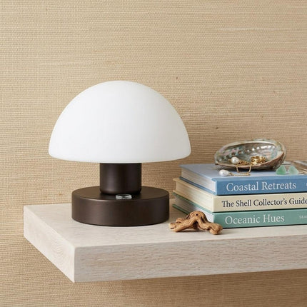 6" Antiqued Bronze Novelty USB Table Lamp With Dome Shade HomeRoots