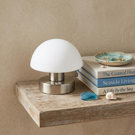 6" Nickel Novelty USB Table Lamp With Dome Shade HomeRoots