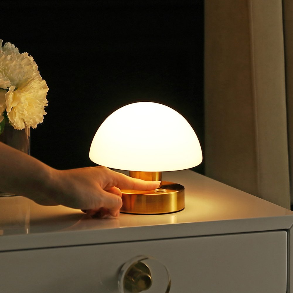 6" Gold Novelty USB Table Lamp LED With Dome Shade