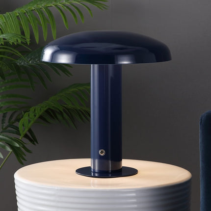 11" Blue Round USB Desk Lamp With Globe Shade HomeRoots