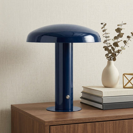11" Blue Round USB Desk Lamp With Globe Shade HomeRoots