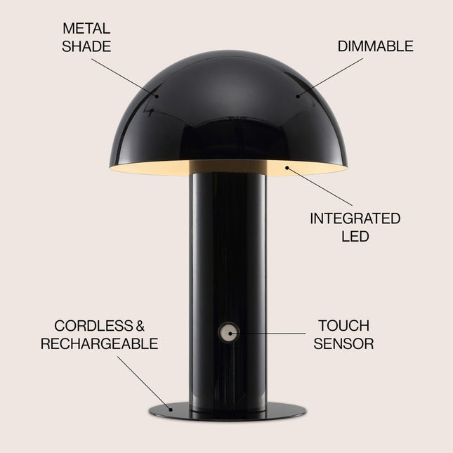 11" Black Novelty USB Table Lamp With Globe Shade