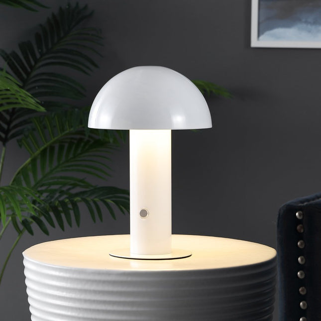 11" White Novelty USB Table Lamp With Globe Shade HomeRoots