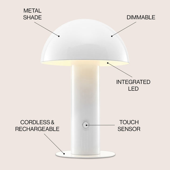 11" White Novelty USB Table Lamp With Globe Shade