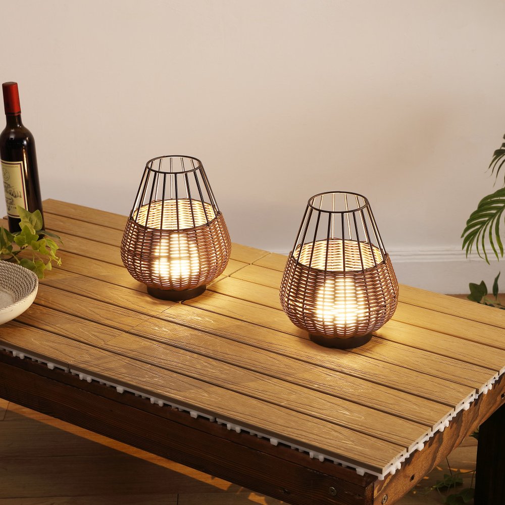 Set of Two 10" Black Round USB Table Lamps LED With Globe Shades