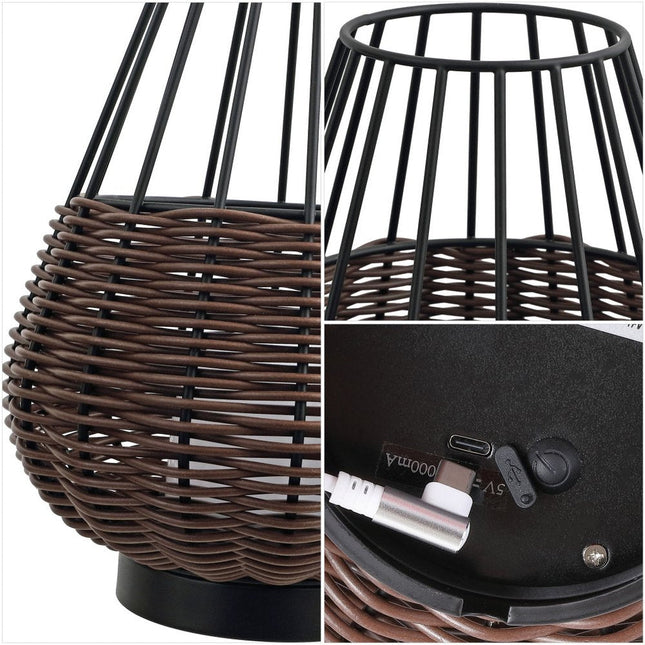 Set of Two 10" Black Round USB Table Lamps LED With Globe Shades HomeRoots