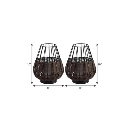 Set of Two 10" Black Round USB Table Lamps With Globe Shades HomeRoots