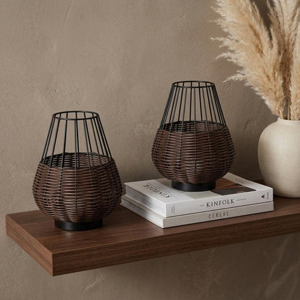 Set of Two 10" Black Round USB Table Lamps LED With Globe Shades HomeRoots