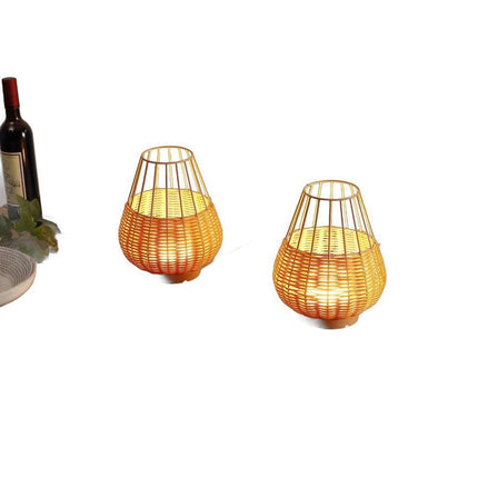 Set of Two 10" Brown Round USB Table Lamps LED With Globe Shades HomeRoots