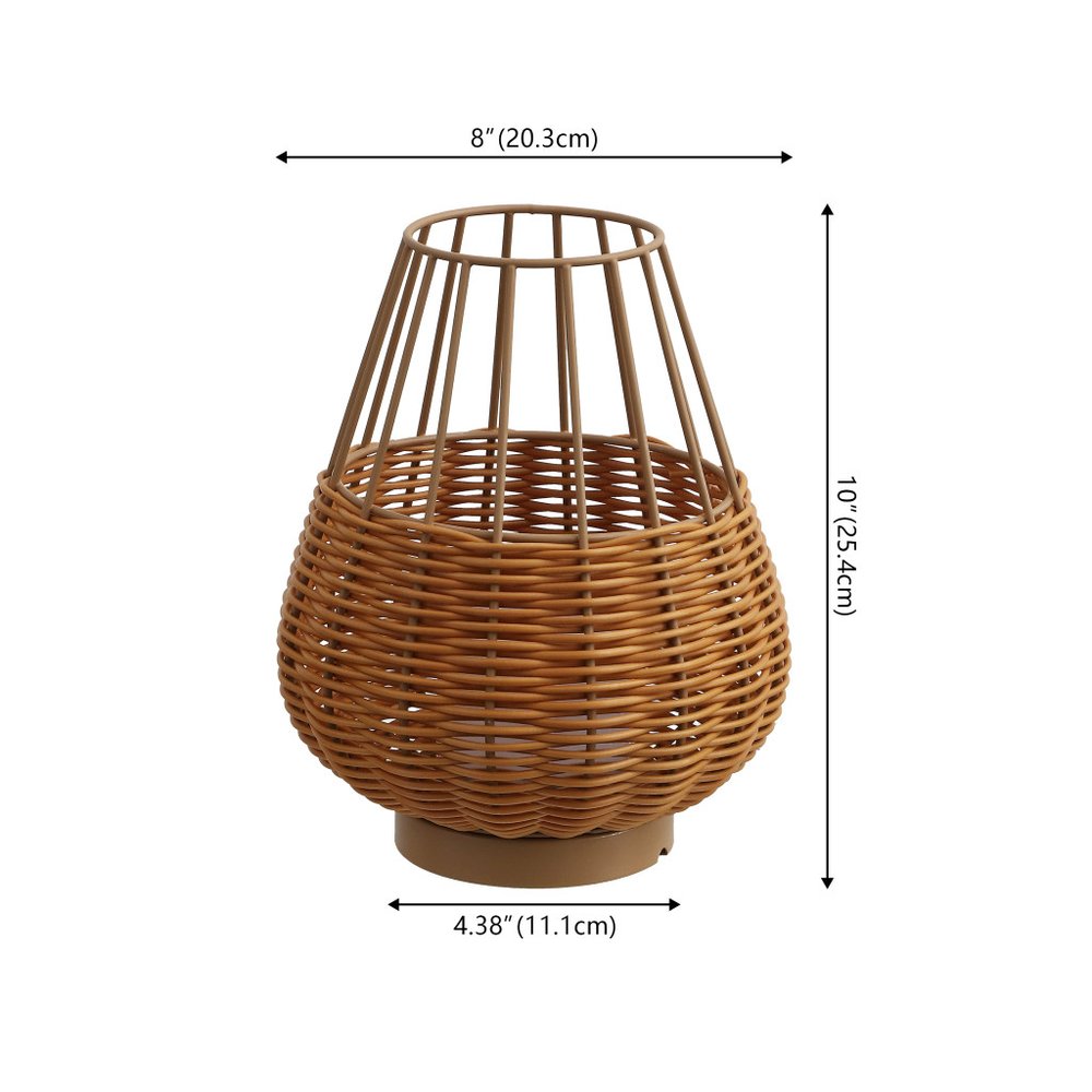 Set of Two 10" Brown Round USB Table Lamps LED With Globe Shades