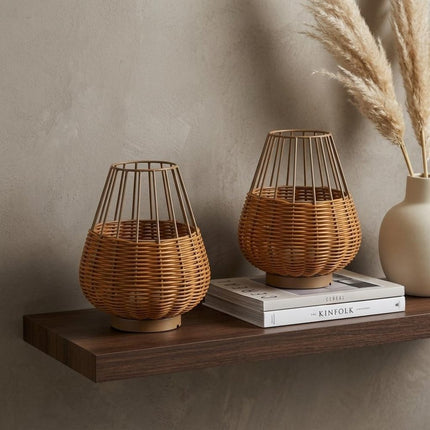 Set of Two 10" Brown Round USB Table Lamps LED With Globe Shades HomeRoots