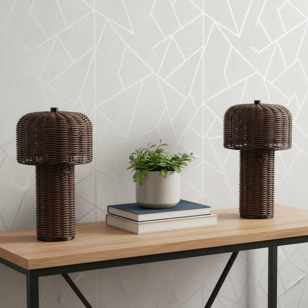 Set of Two 10" Clear USB Table Lamps LED With Globe Shades