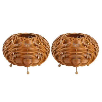 Set of Two 6" Brown Lantern USB Table Lamps With Globe Shades HomeRoots