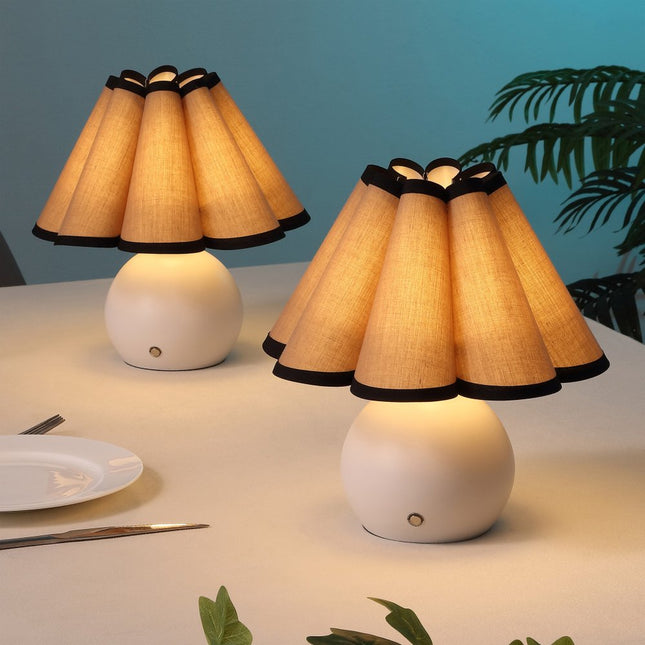Set of Two 11" Clear Novelty Table Lamps With Empire Shades HomeRoots