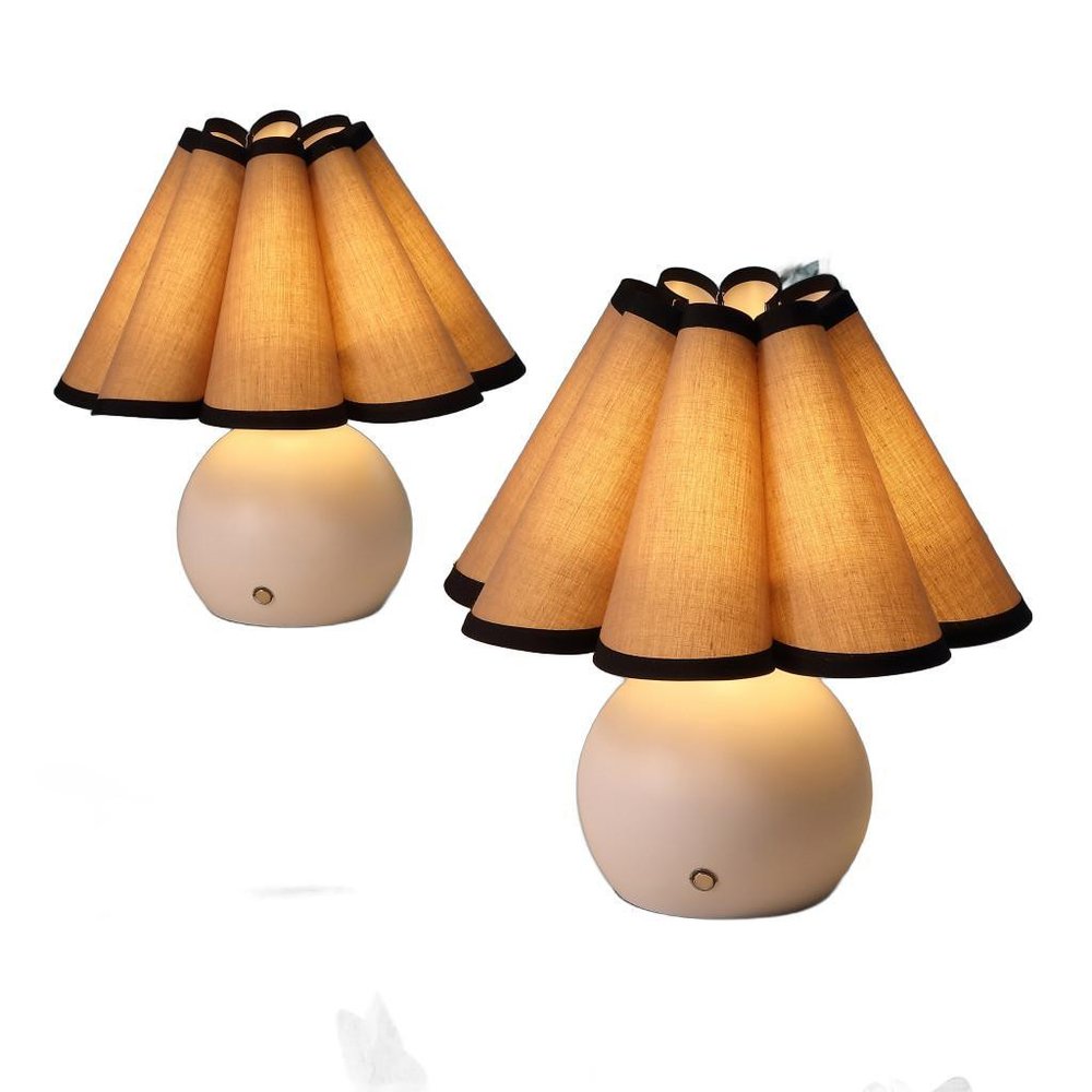 Set of Two 11" Clear Novelty Table Lamps LED With Empire Shades