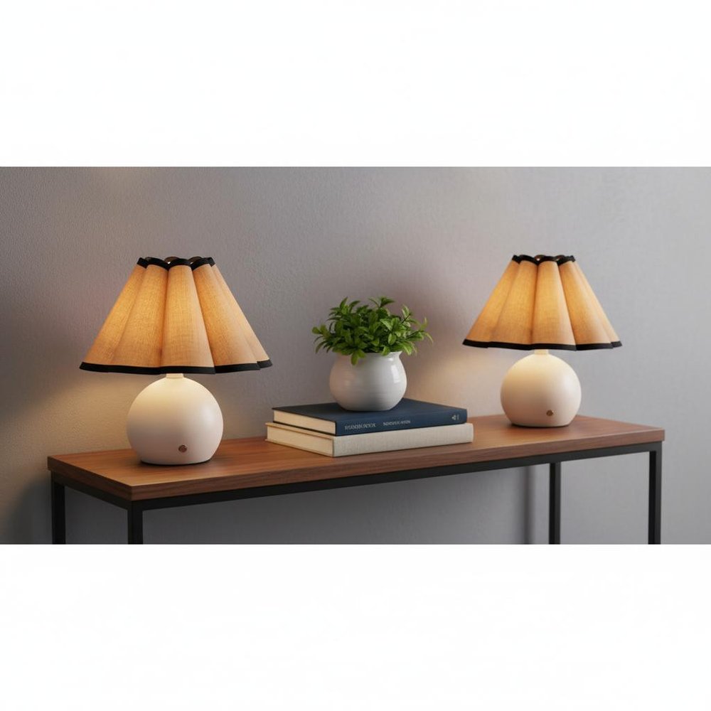 Set of Two 11" Clear Novelty Table Lamps LED With Empire Shades