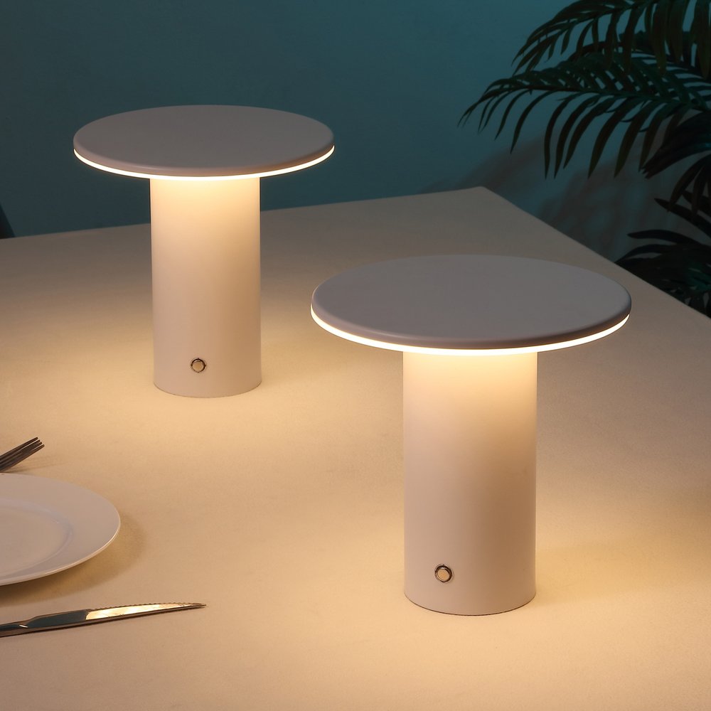 Set of Two 8" Clear USB Table Lamps LED