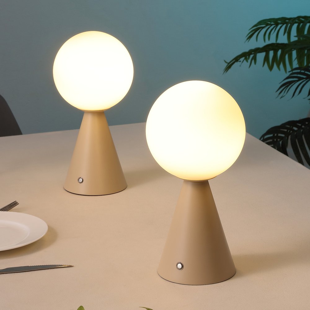 Set of Two 12" Clear Lighthouse USB Table Lamps LED