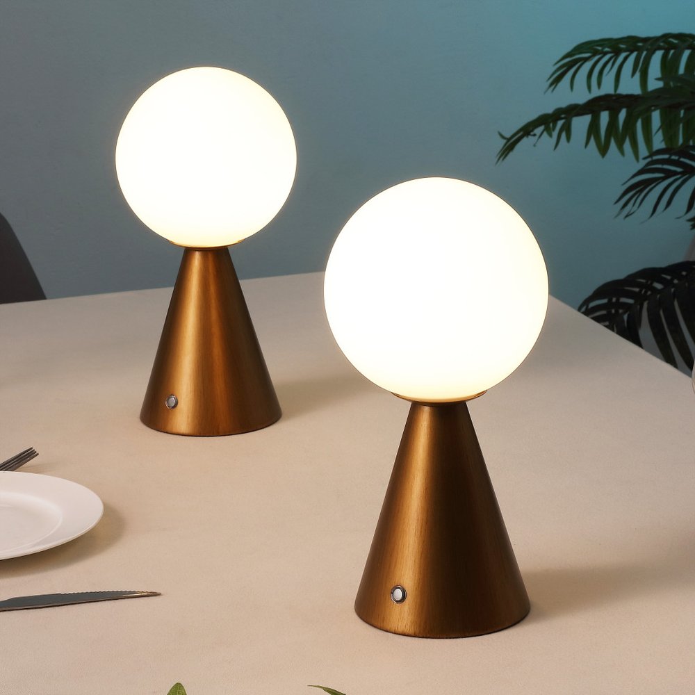 Set of Two 12" Clear Lighthouse USB Table Lamps LED