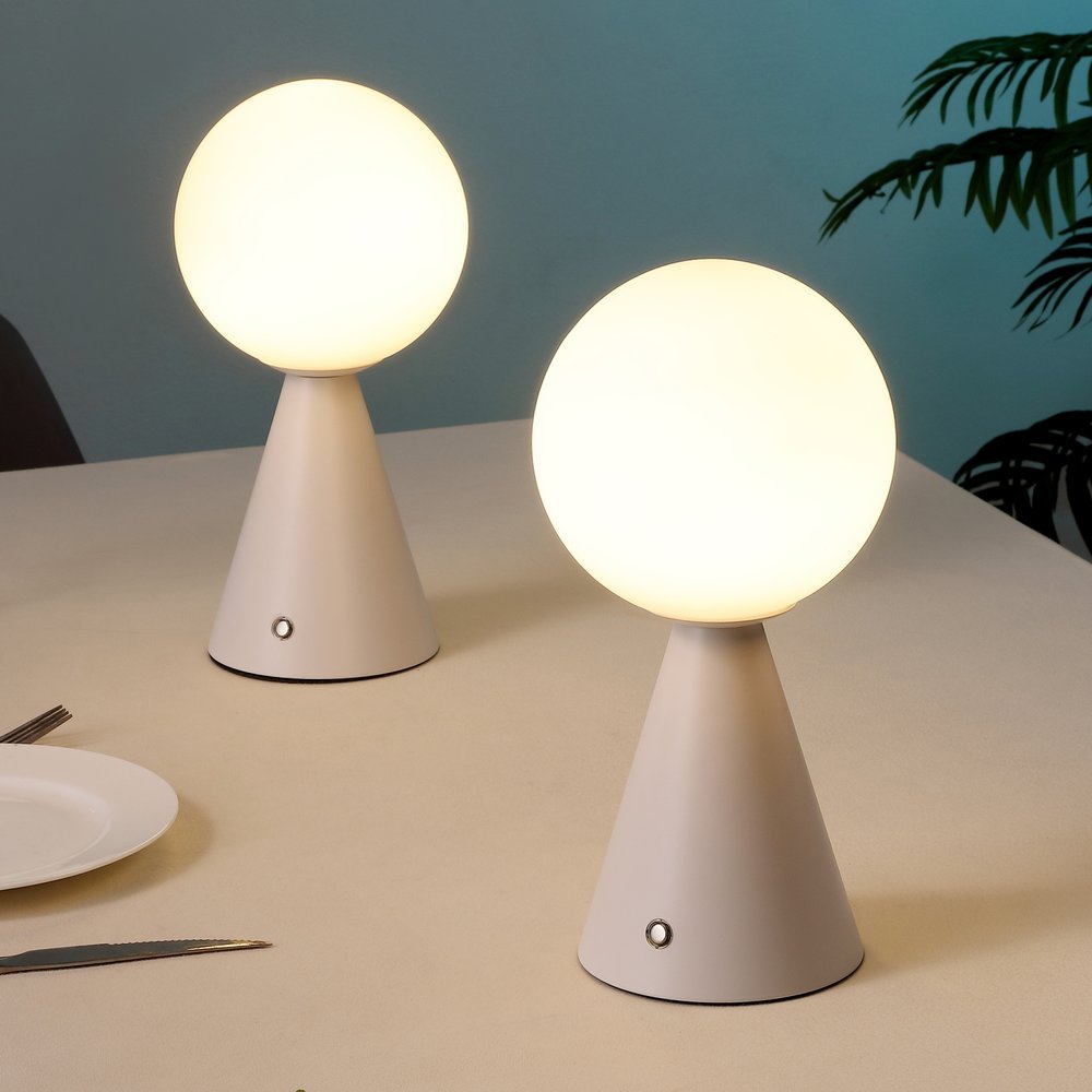 Set of Two 12" Clear Lighthouse USB Table Lamps LED