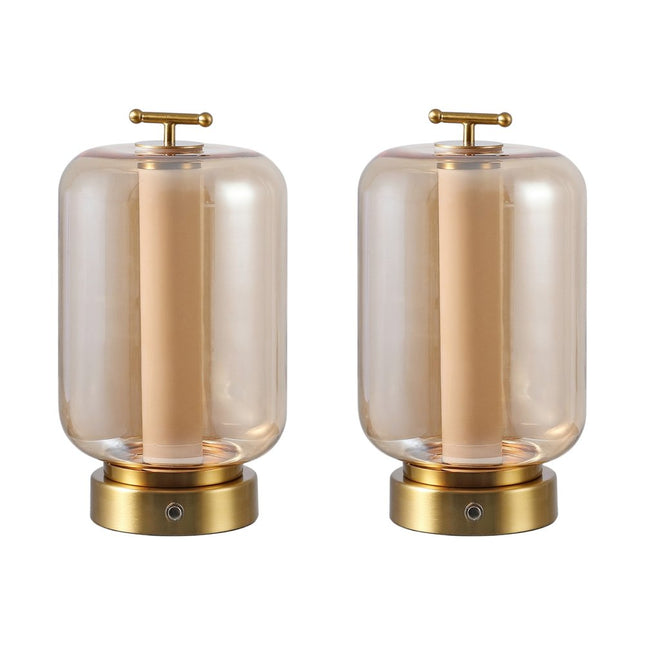 Set of Two 11" Gold USB Lantern HomeRoots