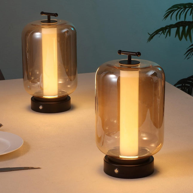 Set of Two 11" Black Lantern USB Table Lamps HomeRoots
