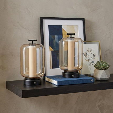 Set of Two 11" Black Lantern USB Table Lamps HomeRoots
