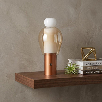 11" Copper Globe USB Table Lamp With Shade HomeRoots