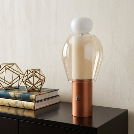 11" Copper Globe USB Table Lamp With Shade HomeRoots