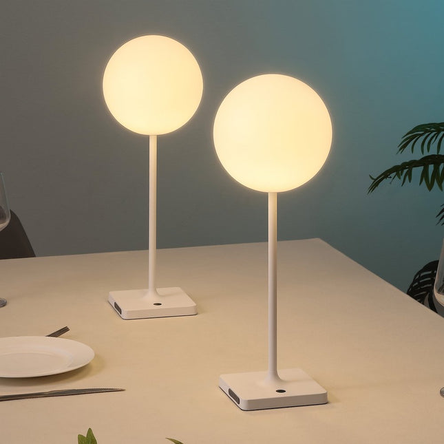 Set of Two 18" White USB Table Lamps LED HomeRoots