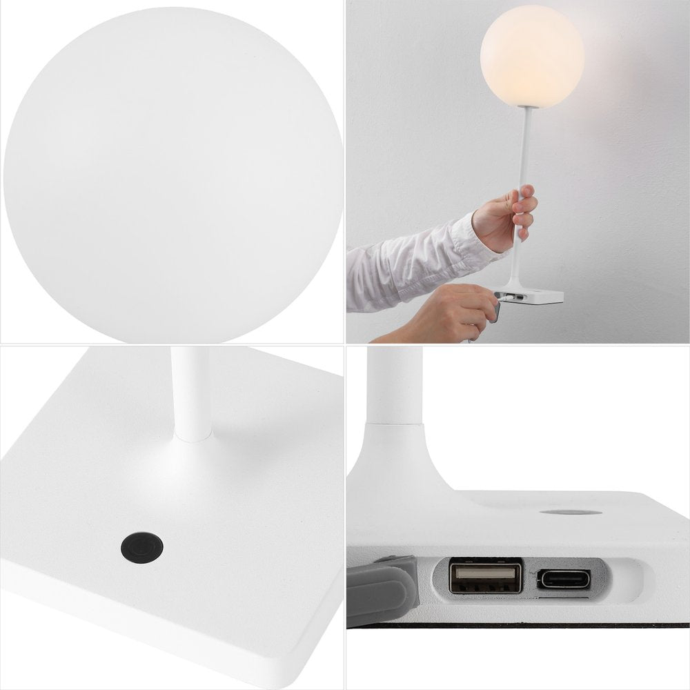 Set of Two 18" White USB Table Lamps LED